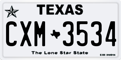 TX license plate CXM3534