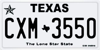 TX license plate CXM3550
