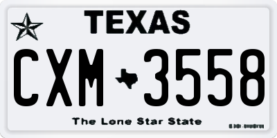 TX license plate CXM3558