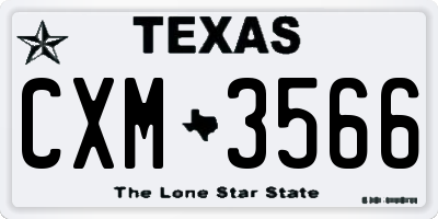 TX license plate CXM3566