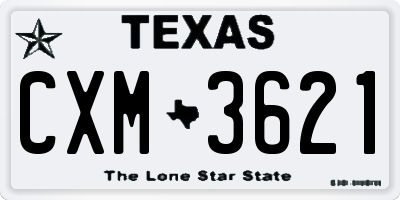 TX license plate CXM3621