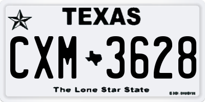 TX license plate CXM3628