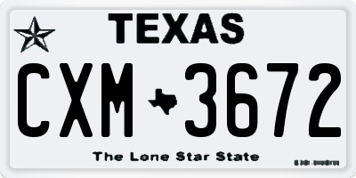 TX license plate CXM3672
