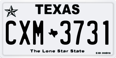 TX license plate CXM3731