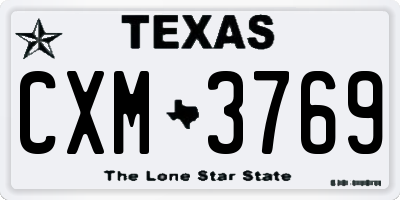 TX license plate CXM3769