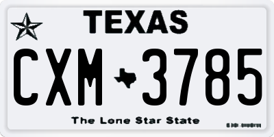 TX license plate CXM3785