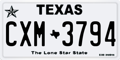 TX license plate CXM3794