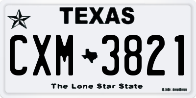 TX license plate CXM3821