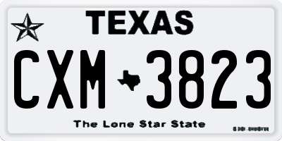 TX license plate CXM3823