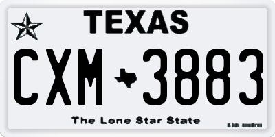 TX license plate CXM3883