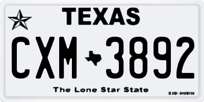 TX license plate CXM3892