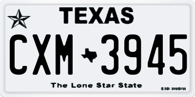 TX license plate CXM3945