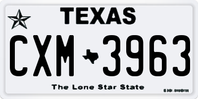 TX license plate CXM3963