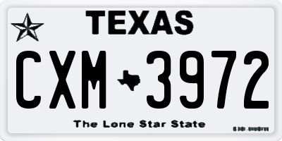 TX license plate CXM3972