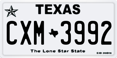 TX license plate CXM3992