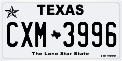 TX license plate CXM3996