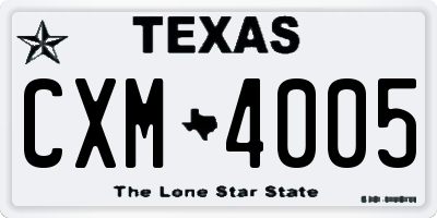 TX license plate CXM4005