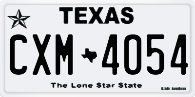 TX license plate CXM4054