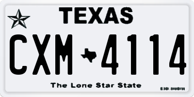TX license plate CXM4114