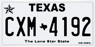 TX license plate CXM4192