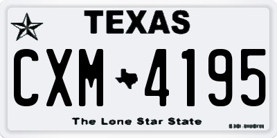 TX license plate CXM4195