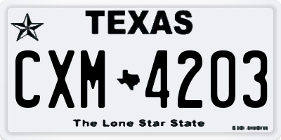 TX license plate CXM4203