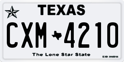 TX license plate CXM4210