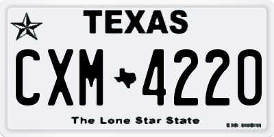 TX license plate CXM4220