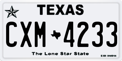 TX license plate CXM4233