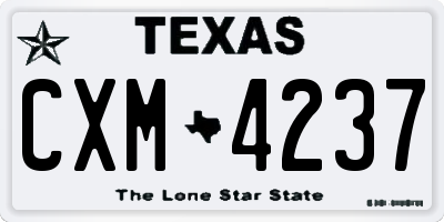 TX license plate CXM4237