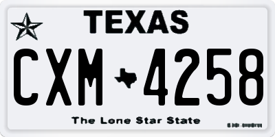 TX license plate CXM4258