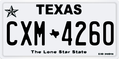 TX license plate CXM4260