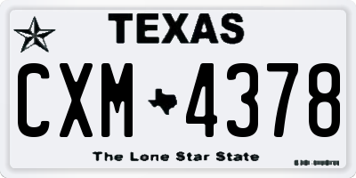 TX license plate CXM4378