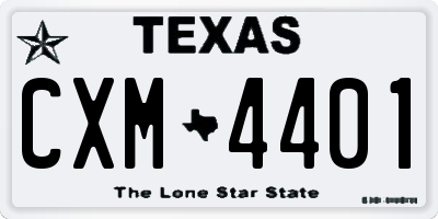 TX license plate CXM4401