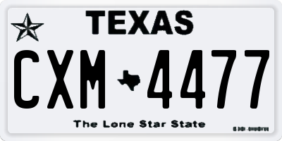 TX license plate CXM4477