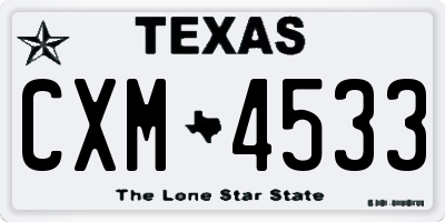 TX license plate CXM4533
