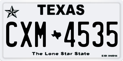TX license plate CXM4535