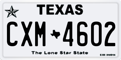 TX license plate CXM4602