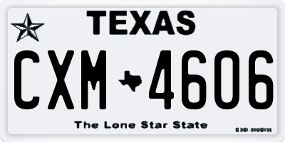 TX license plate CXM4606