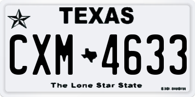 TX license plate CXM4633