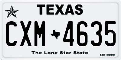 TX license plate CXM4635