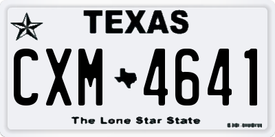 TX license plate CXM4641