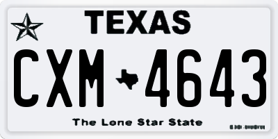 TX license plate CXM4643