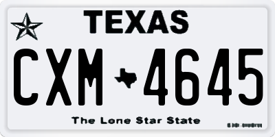 TX license plate CXM4645