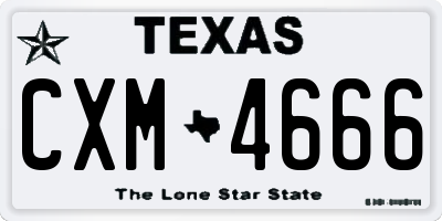 TX license plate CXM4666