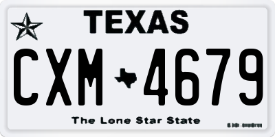 TX license plate CXM4679