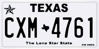 TX license plate CXM4761