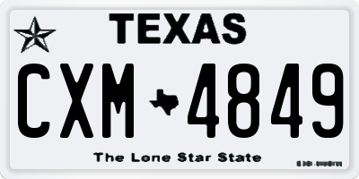 TX license plate CXM4849