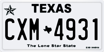 TX license plate CXM4931
