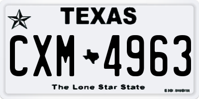 TX license plate CXM4963